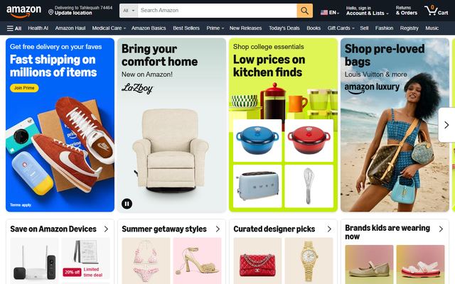 The Amazon homepage