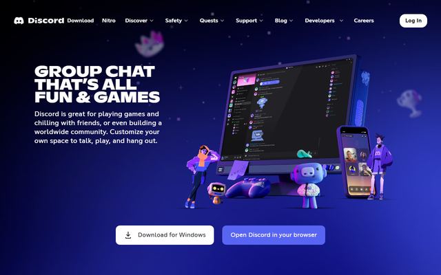 The Discord homepage