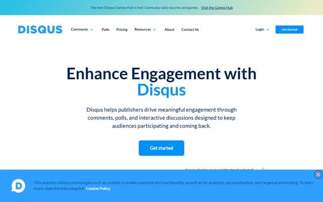 The Disqus homepage