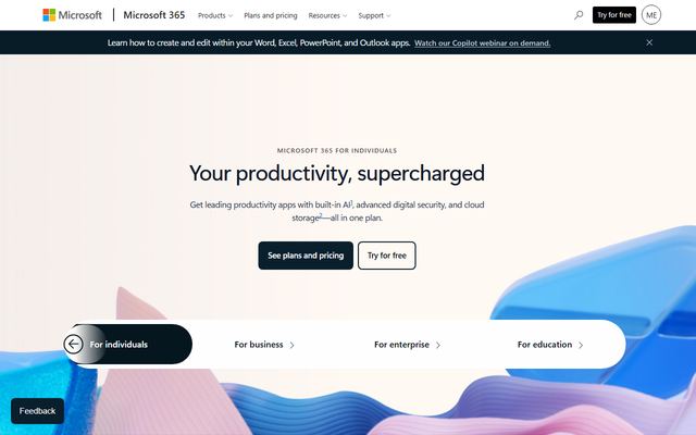 The Microsoft Office homepage
