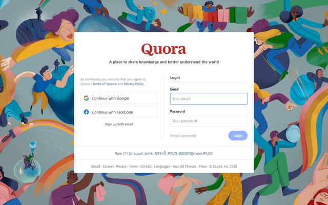 The Quora homepage