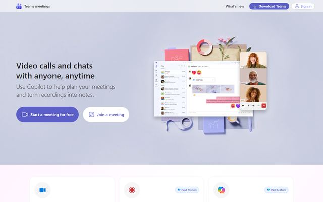 The Skype homepage