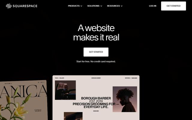 The Squarespace homepage