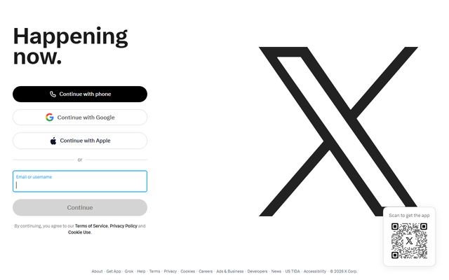 The X (Twitter) homepage